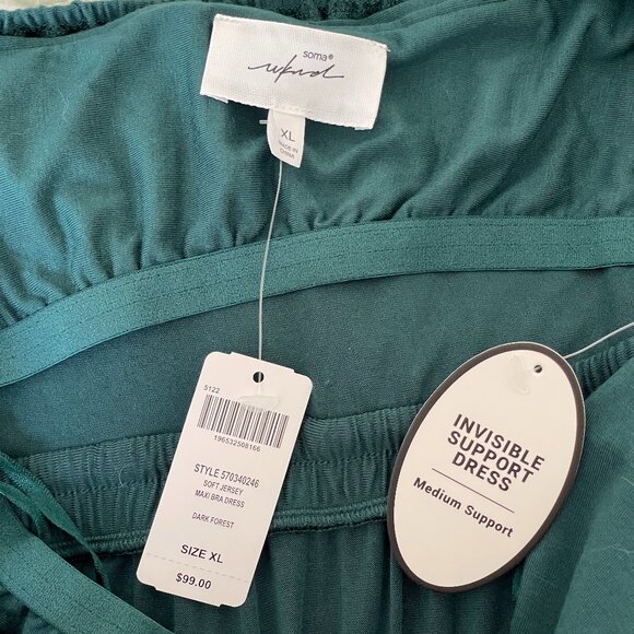 Soma teal maxi dress with built-in shelf bra (soft!) NWT - Picture 3 of 7